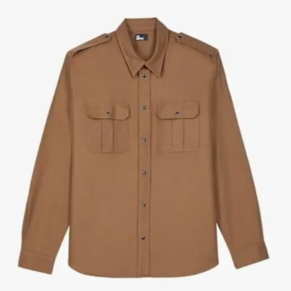 The Kooples Mens Brown Shirt With Shoulder Tabs & Patch Pockets - Picture 5 of 8